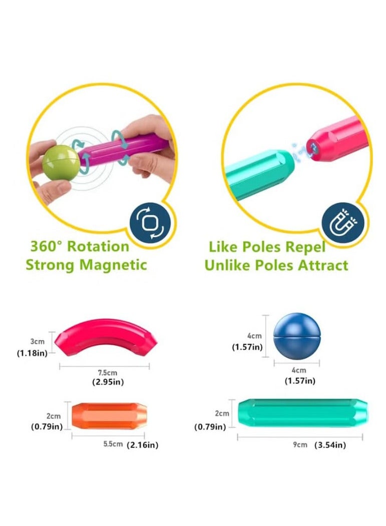 مجموعة عصي وكرات وقضبان مغناطيسية من بيست مكسي، مكعبات وعصي بناء وألعاب تكديس تعليمية للأطفال الأولاد والبنات 42 قطعة - Image 3